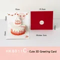 3D pop-up birthday greeting card featuring a cute rabbit cake design with envelope - Design C-HK8011
