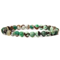 6mm natural stone bead bracelet with green and white floral agate pattern - Grass Flower Agate