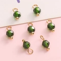 DIY jewelry making 4mm faceted green glass bead charms with gold metal caps and jump rings - Dark Green Round Bead