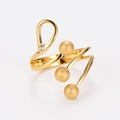 Detalle de anillo espiral bañado en oro con cuentas esmeriladas e incrustación de circón - US 6 / Dorado