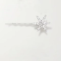 Elegant silver snowflake hair clip with sparkling crystals and a wavy metal design - Big Star