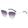Y2K metal cat eye sunglasses with gold frame and purple gradient lenses - Gold Frame Gradient Grey
