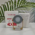 Portable gray-green LED lantern lamp with wooden stand and rotating bedside light design - A Little Gift Bag / Gray