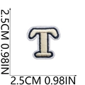 Detailed view of embroidered letter T patch in beige and navy with size measurement - T (Beige)