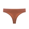 Women's rib-knit cotton thong in rust brown, high-cut seamless fitness underwear - Brick Red