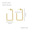 Elegante, mit 18k vergoldete geometrische rechteckige Ohrhänger aus Edelstahl für Damen - Groß / Gold