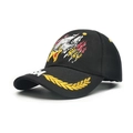 Black baseball cap with American eagle embroidery and yellow wheat ear brim detail - Black Eagle Claw