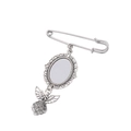 Sublimation antique silver brooch with angel pendant and pearl bow details - Angel Oval Charm Pin Brooch