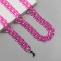 Cadena de gafas en acrílico rosa transparente con bucles de silicona negros - Rosa Roja