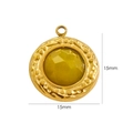15mm vintage 14K gold plated stainless steel pendant with yellow faceted stone - Mustard Stone