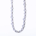 Baroque style necklace with irregular silver pearls and vintage metal beads on white - Silver