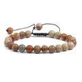 Bracelet tressé fait main avec pierres d'oeil de tigre naturelles et nœud réglable noir - Jaspe