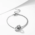 Minimalist silver titanium steel double chain bracelet with Roman numeral and zircon rings - Bracelet / Steel