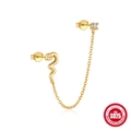 Elegant gold snake drop earrings in 925 sterling silver with zircon and chain tassels - 925 Silver / Gold #2