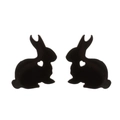 Orecchini a lobo a coniglio nero minimalisti con design a cuore traforato su sfondo bianco - Nero (283)