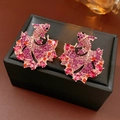Pink and Red Rhinestone Fish Stud Earrings (37#)