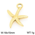 Golden starfish ocean pendant made of stainless steel with grainy texture, 18x15mm - Gold Sea Star (KLJ9929-Z)