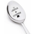 Edelstahl Kaffeelöffel mit eingraviertem Herz und JESUS & COFFEE Design - JESUS & KAFFEE