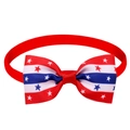 Detail of Independence Day dog bowtie with American flag stars and stripes on ribbed fabric - Large Star Stripes