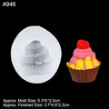 Moule en silicone pour fondant cupcake à la fraise et décorations de bougies en 3D - 1# A946 Transparent