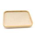 Beige velvet and bamboo square display tray with slots for earrings and jewelry - 164 Holes Ring Tray / Beige