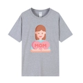 T-shirt gris de fête des mères avec fille de dessin animé et imprimé cœur MOM - XS / Hauts / Gris 318