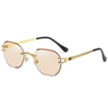 Frameless brown gradient sunglasses with gold engraved metal temples and black tips - Gold Frame Light Tea Lens