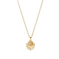 French retro gold necklace with sun eye and moon pendant featuring sparkling zircons - Eye Sun Pendant Style (JDN21052)