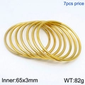 Set of 7 gold plated 3mm stackable stainless steel bangles with 65mm inner diameter - 7Pcs Set-Gold (KB124193-LO)