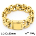 Chunky 20mm gold-plated stainless steel curb chain bracelet with heavy square clasp - Gold Bracelet