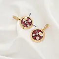 Monet style floral oil painting pendant with white natural pearls and golden finish - Style 13 Vintage Red Floral Round Pendant