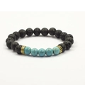 Natuurlijke vulkanische steen turquoise kralen armband heren vrouwen mode sieraden - Blauw Turkoois