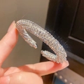 Luxurious silver open cuff bracelet with micro-paved sparkling crystals for women - Silver