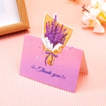 3D Lavender bouquet thank you card on pink textured background with floral props - Lavender - Thank You