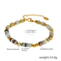 Bracelet chic en pierres naturelles et perles en acier inoxydable plaqué or 18 carats - Style Patchwork Multicolore (E589-3)