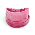 Detailed view of pink tie-dye cotton headband with soft pleated texture on white background - 87-Pink Tie Dye
