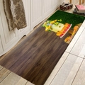 Absorbent flannel kitchen floor mat with brown wood grain and citrus floral pattern - 40x60cm / Gourmet Garden