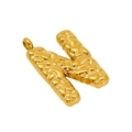 Hammered texture gold letter N pendant in polished metal with minimalist design - Letter N - Gold Pendant