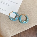 Créole en Résine Marbre Bleu (9# Boucle-Or-Bleu)