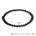Elastic black heart-shaped stone bracelet with 6mm beads and 19cm inner circumference - Black Heart Beads 6mm