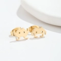 Minimalist gold pixel alien stud earrings in space invader style on white background - Space Invaders Pixel Alien (Gold Color)