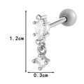 Silver titanium steel earring with marquise and square zircon studs in variant finish - Double Zirconia Style (0189-4# Silver)