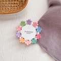 Close-up of colorful flower mini hair clips displayed on a white branded card - 10Pcs Flower