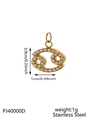 Gold stainless steel Cancer zodiac pendant with sparkling crystals, 1cm DIY charm accessory - Gold Cancer (Inlaid)