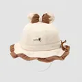 Off-white cotton baby bucket hat with cartoon ears and Lucky rabbit patch - 50cm (1-3 Years) / Off White
