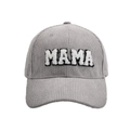 Light gray corduroy baseball cap for women with white MAMA towel embroidery logo - Corduroy / MAMA-Grey