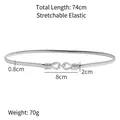 Cintura elastica in metallo argento con catena a spirale e gancio a doppio anello - 639 Stile gancio intrecciato a doppio anello / 639 Argento