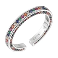 Elegant S925 sterling silver open ring with colorful zircon double-row inlay for women - Adjustable Open / Rainbow Zirconia Open Ring (J1603-Ring)