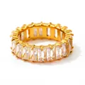 Eternity-Ring in 18K Gold-Finish mit Baguette-Schliff Zirkonia-Steinen besetzt - US 6 / Weißer Zirkonia Stil (KBJ287)