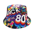 Chapeau bob rétro des années 80 avec motifs graffiti colorés Back to the 80's - M(56-58cm) / Imprimé Retour aux Années 80 (1#)